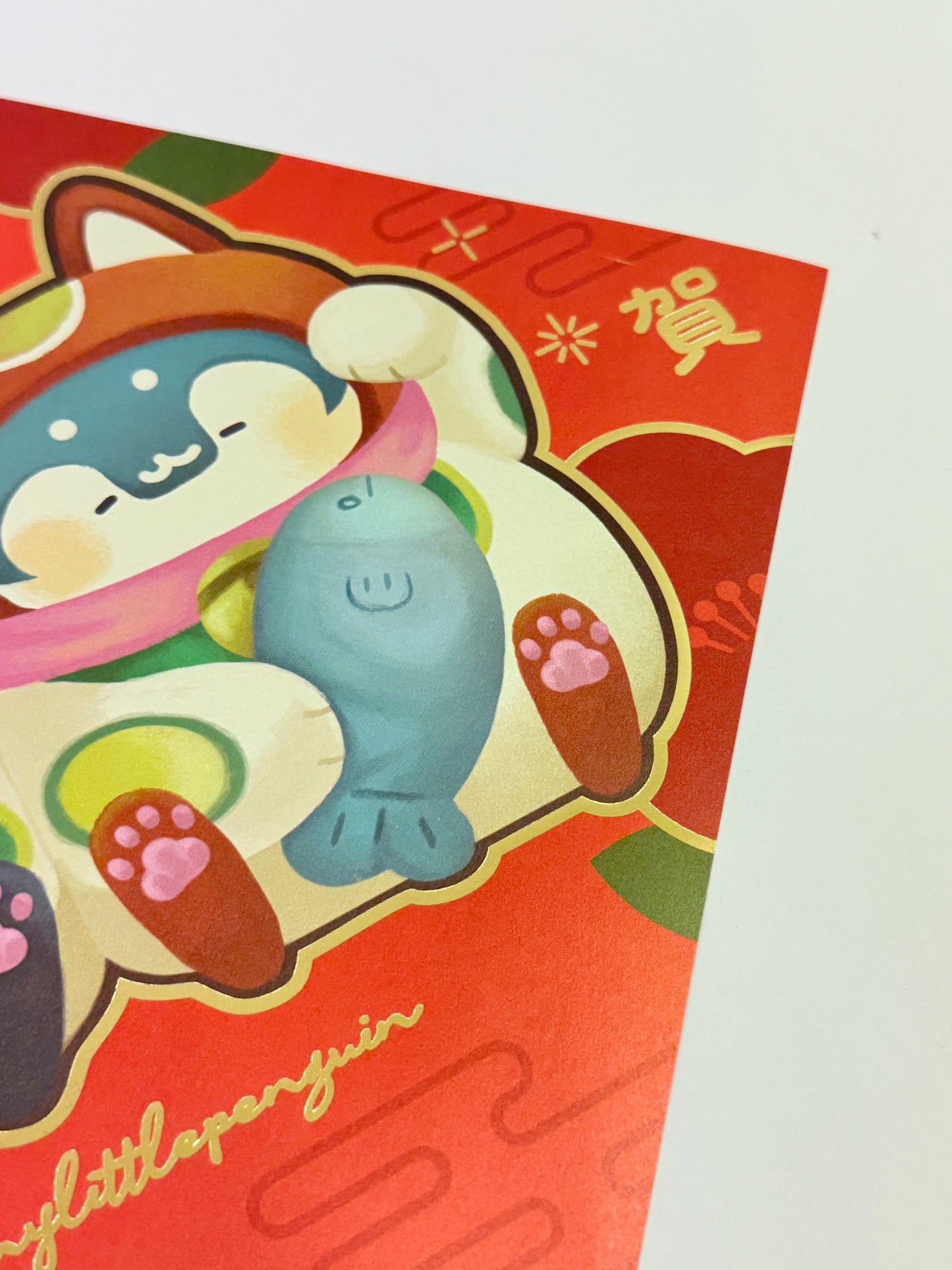 Lucky meow!招福小企鵝 |燙金大揮春