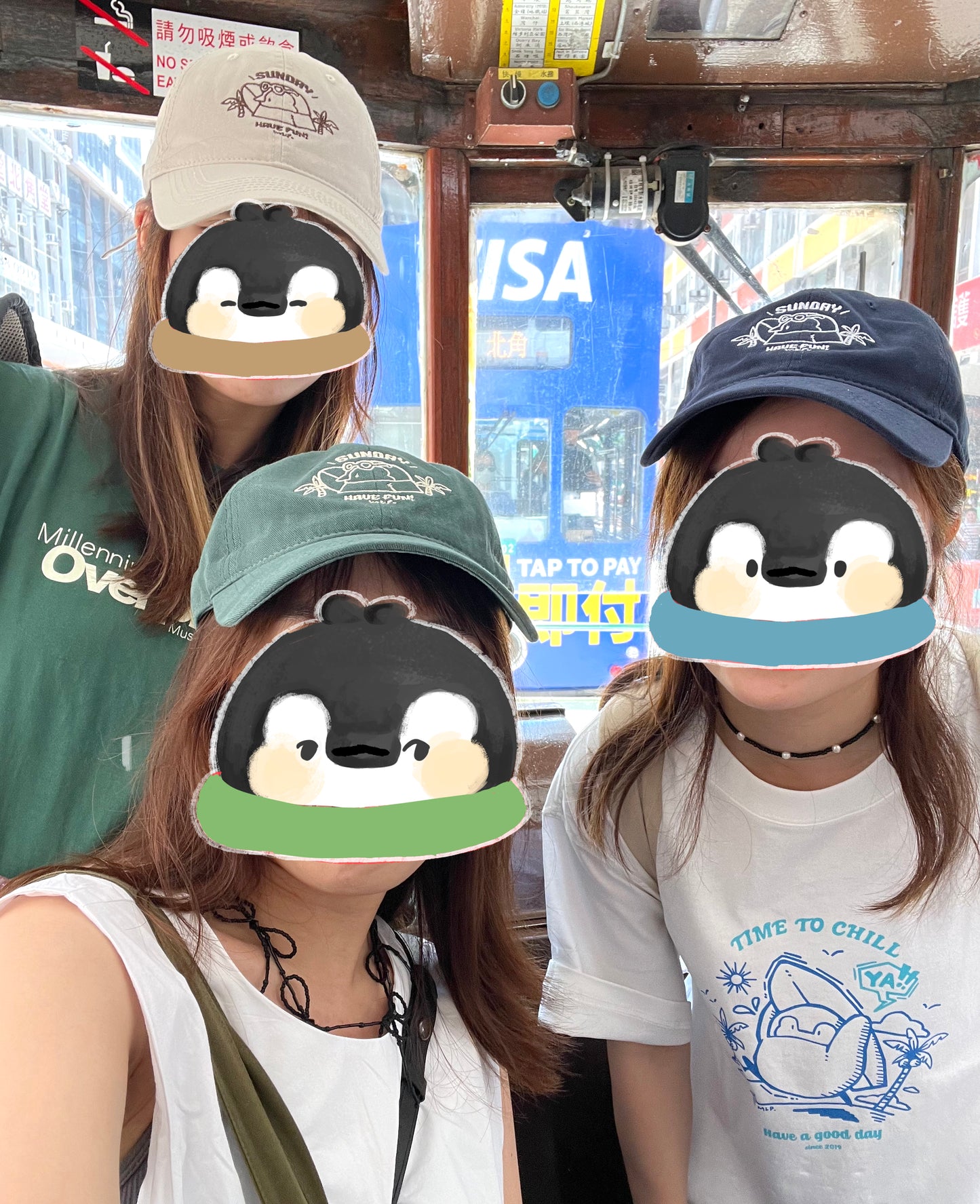 My Little Penguin 小企鵝 | Sunday have fun 滑浪小企鵝 (藍/綠/杏) 三色 Cap帽
